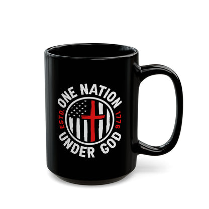 One Nation Under God Black Mug (11oz, 15oz) – Christian Faith & American Flag Design, Patriotic Mug - Premium Mug from Old Glory 1776 Apparel - Just $19.99! Shop now at Old Glory 1776 Apparel