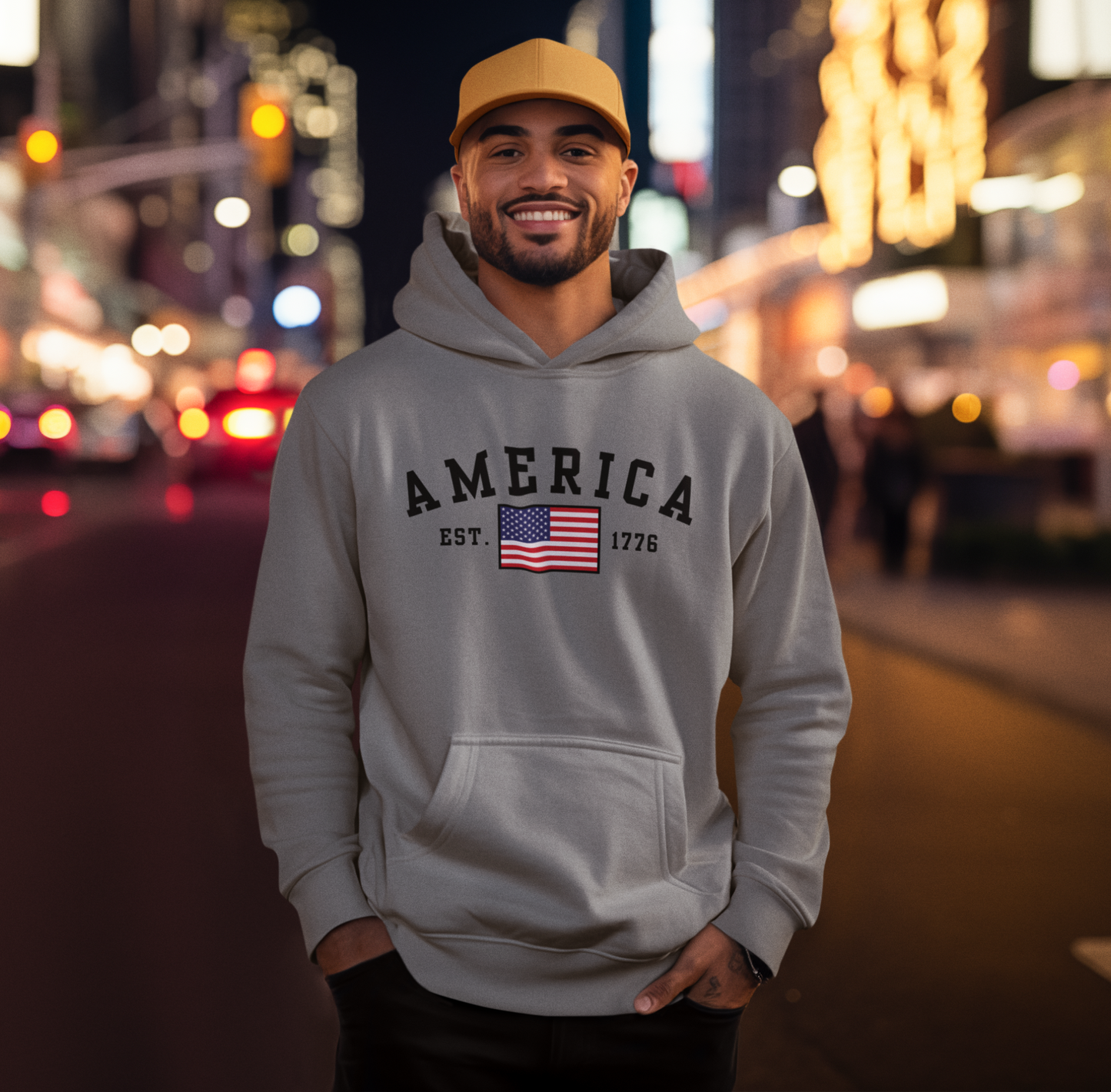 America Est 1776 Unisex Hoodie, Patriotic Sweatshirt, USA Pride Hooded Sweatshirt, Independence Day Gift, American Pride - Premium Hoodie from Old Glory 1776 Apparel - Just $39.99! Shop now at Old Glory 1776 Apparel