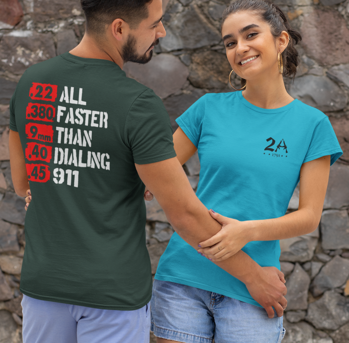 All Faster Than Dialing 911 Patriotic Unisex T-Shirt, 2nd Amendment Unisex Tee, , Premium Shirt, American Patriot Gift, - Premium T-Shirt from Printify - Just $28.99! Shop now at Old Glory 1776 Apparel