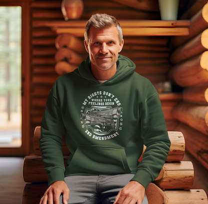 My Rights Don't End Where Your Feelings Begin, Patriotic Unisex Hoodie, Liberty and Freedom Sweatshirt, 2nd Amendment Rights, - Premium Hoodie from Old Glory 1776 Apparel - Just $39.99! Shop now at Old Glory 1776 Apparel