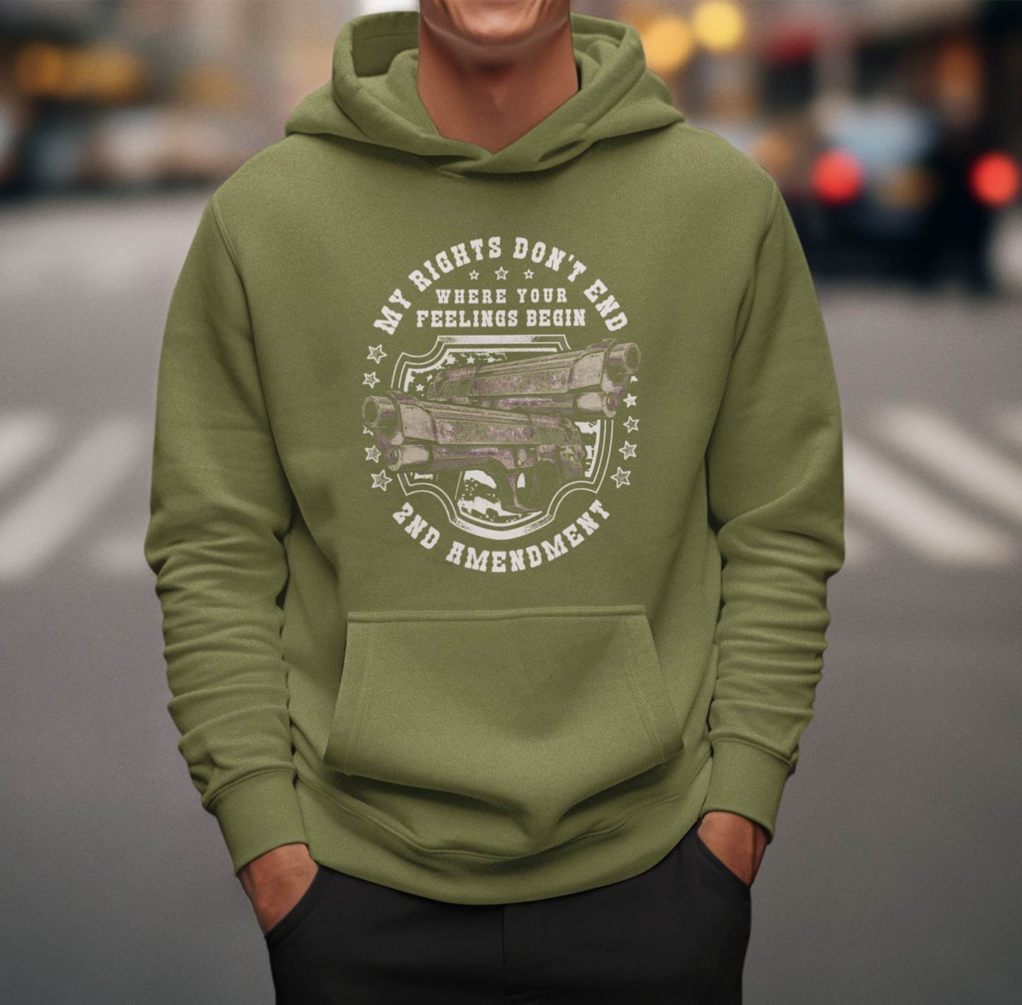 My Rights Don't End Where Your Feelings Begin, Patriotic Unisex Hoodie, Liberty and Freedom Sweatshirt, 2nd Amendment Rights, - Premium Hoodie from Old Glory 1776 Apparel - Just $39.99! Shop now at Old Glory 1776 Apparel