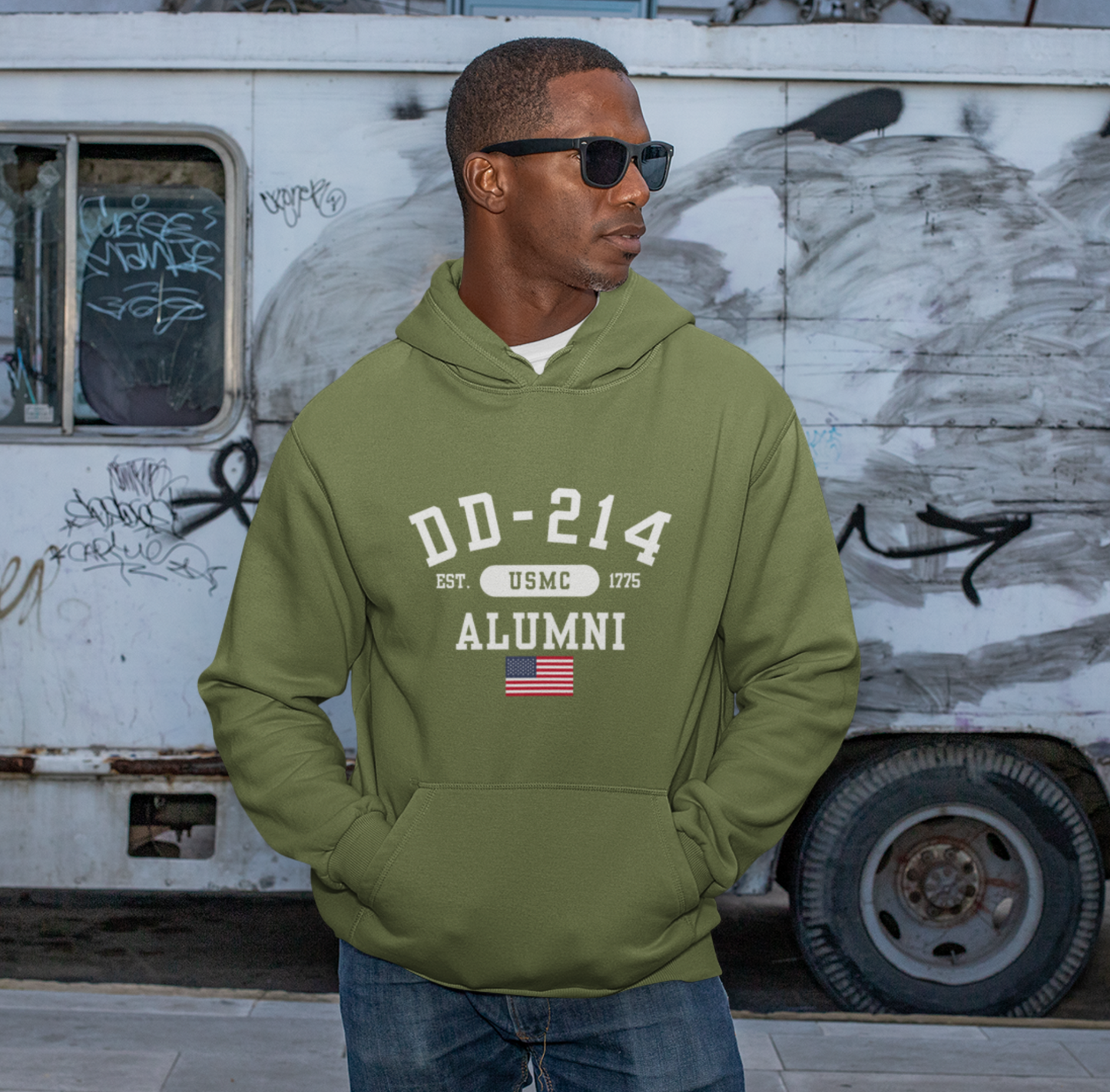 DD-214 Alumni (USMC) Hoodie, Veteran Gift, Military Apparel, USMC Sweatshirt, Marine Corps - Premium Hoodie from Printify - Just $39.99! Shop now at Old Glory 1776 Apparel