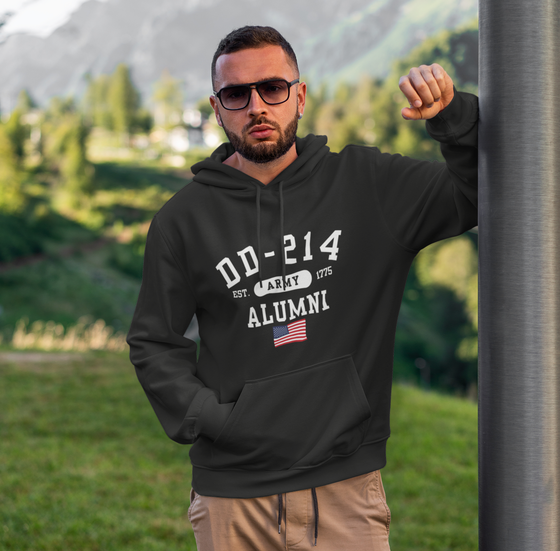 DD-214 Alumni - U.S. Army - Unisex Hoodie, Military Veteran Gift, Patriotic Sweatshirt, Veteran Apparel, Military Retirement - Premium Hoodie from Printify - Just $39.99! Shop now at Old Glory 1776 Apparel