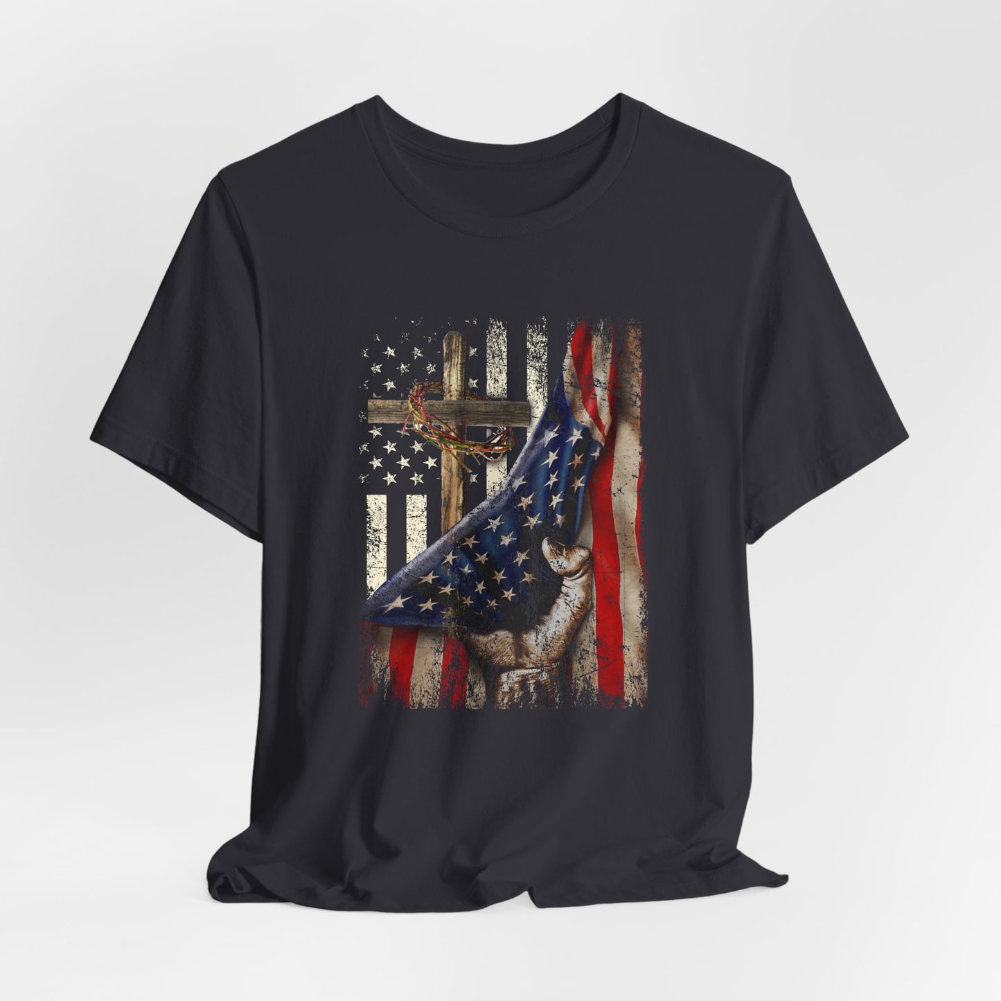 Flag & Cross Premium Unisex T-Shirt - Premium T-Shirt from Old Glory 1776 Apparel - Just $26.99! Shop now at Old Glory 1776 Apparel