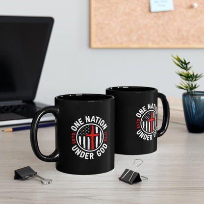 One Nation Under God Black Mug (11oz, 15oz) – Christian Faith & American Flag Design, Patriotic Mug - Premium Mug from Old Glory 1776 Apparel - Just $19.99! Shop now at Old Glory 1776 Apparel