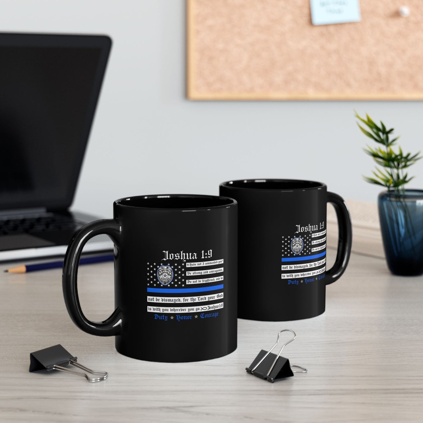 Thin Blue Line Duty Honor Courage Black Mug, (11oz-15oz) Back the Blue, Police Officer Gift, Law Enforcement Support Coffee Cup - Premium Mug from Old Glory 1776 Apparel - Just $19.99! Shop now at Old Glory 1776 Apparel