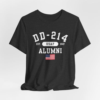 DD-214 Alumni (US Air Force) Military Retirement T-Shirt, Proud US Navy Veteran Tee, Gift for Veterans, Patriotic Wear for Veterans Day - Premium T-Shirt from Old Glory 1776 Apparel - Just $26.99! Shop now at Old Glory 1776 Apparel