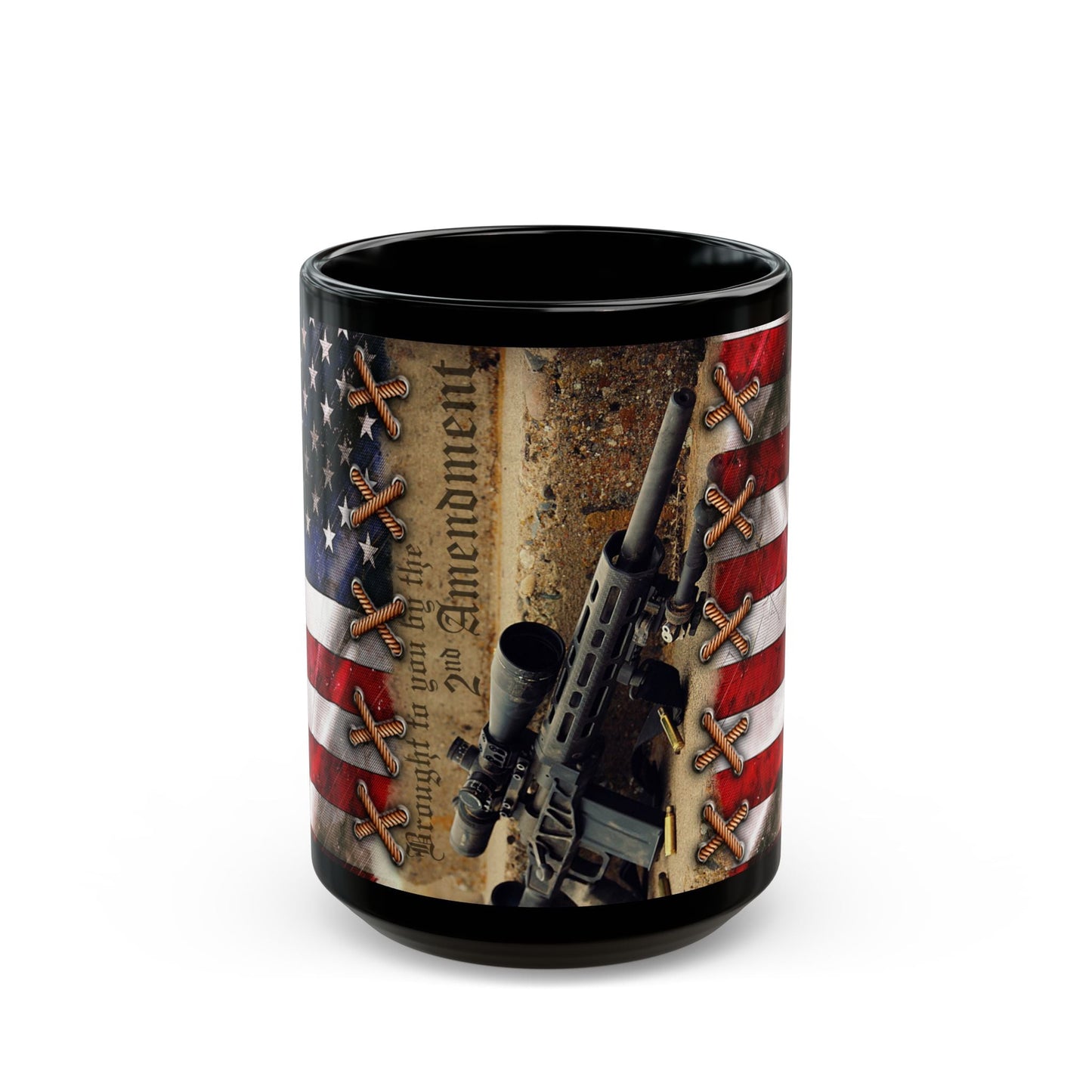 2nd Amendment Flag W/ Rifle Black Mug (11oz, 15oz) - Premium Mug from Old Glory 1776 Apparel - Just $19.99! Shop now at Old Glory 1776 Apparel