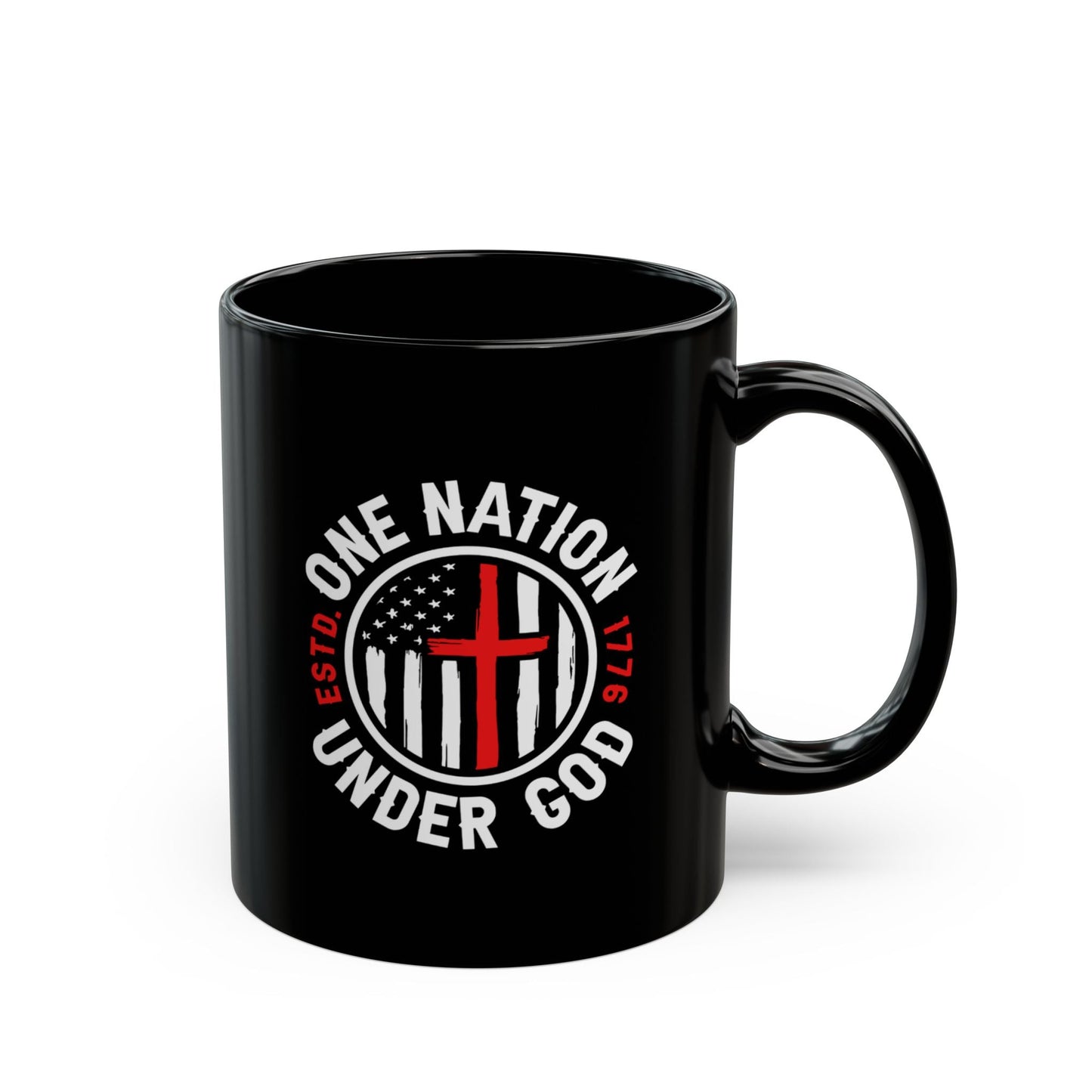 One Nation Under God Black Mug (11oz, 15oz) – Christian Faith & American Flag Design, Patriotic Mug - Premium Mug from Old Glory 1776 Apparel - Just $19.99! Shop now at Old Glory 1776 Apparel