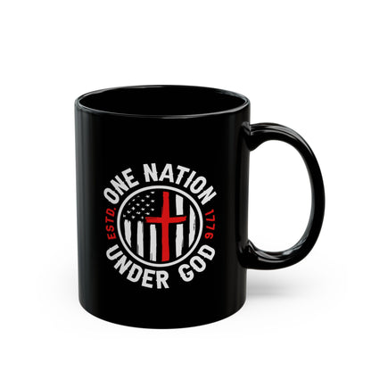 One Nation Under God Black Mug (11oz, 15oz) – Christian Faith & American Flag Design, Patriotic Mug - Premium Mug from Old Glory 1776 Apparel - Just $19.99! Shop now at Old Glory 1776 Apparel