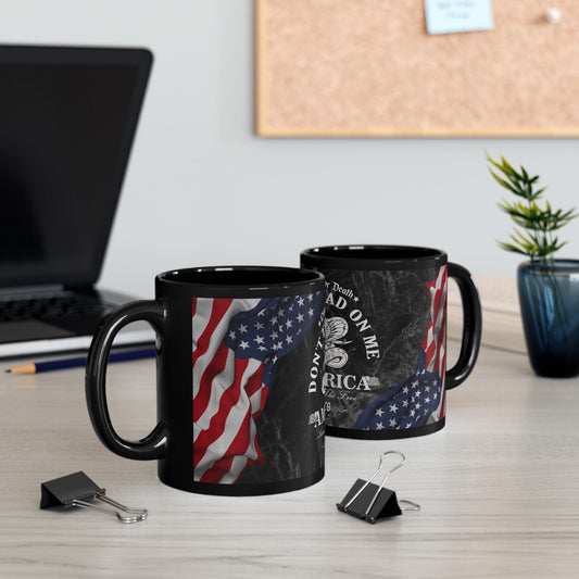 Liberty or Death, Don't Tread on Me Black Mug (11oz, 15oz) - Premium Mug from Old Glory 1776 Apparel - Just $19.99! Shop now at Old Glory 1776 Apparel