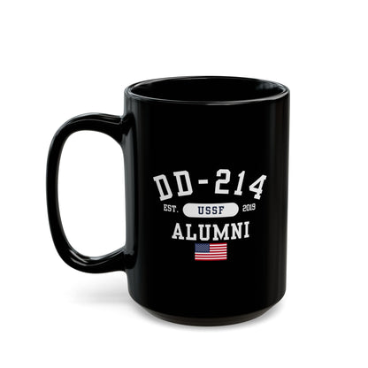 DD-214 Alumni (U.S. Space Force) Black Mug - 11oz-15oz, Military Retirement Gift, Patriotic Mug Proud Service Honor Gift - Premium Mug from Old Glory 1776 Apparel - Just $19.99! Shop now at Old Glory 1776 Apparel