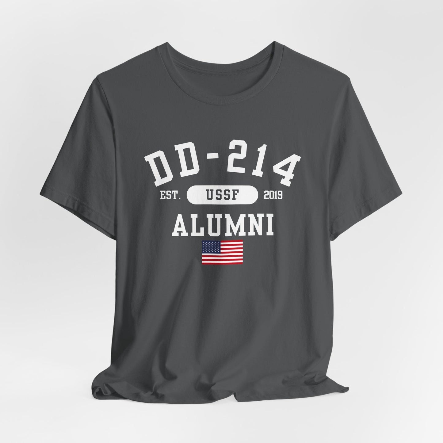 DD-214 Alumni (USSF) Military Retirement T-Shirt, Proud US Space Force Veteran Tee, Perfect Gift for Veterans, Veterans Day Patriotic Wear - Premium T-Shirt from Old Glory 1776 Apparel - Just $26.99! Shop now at Old Glory 1776 Apparel