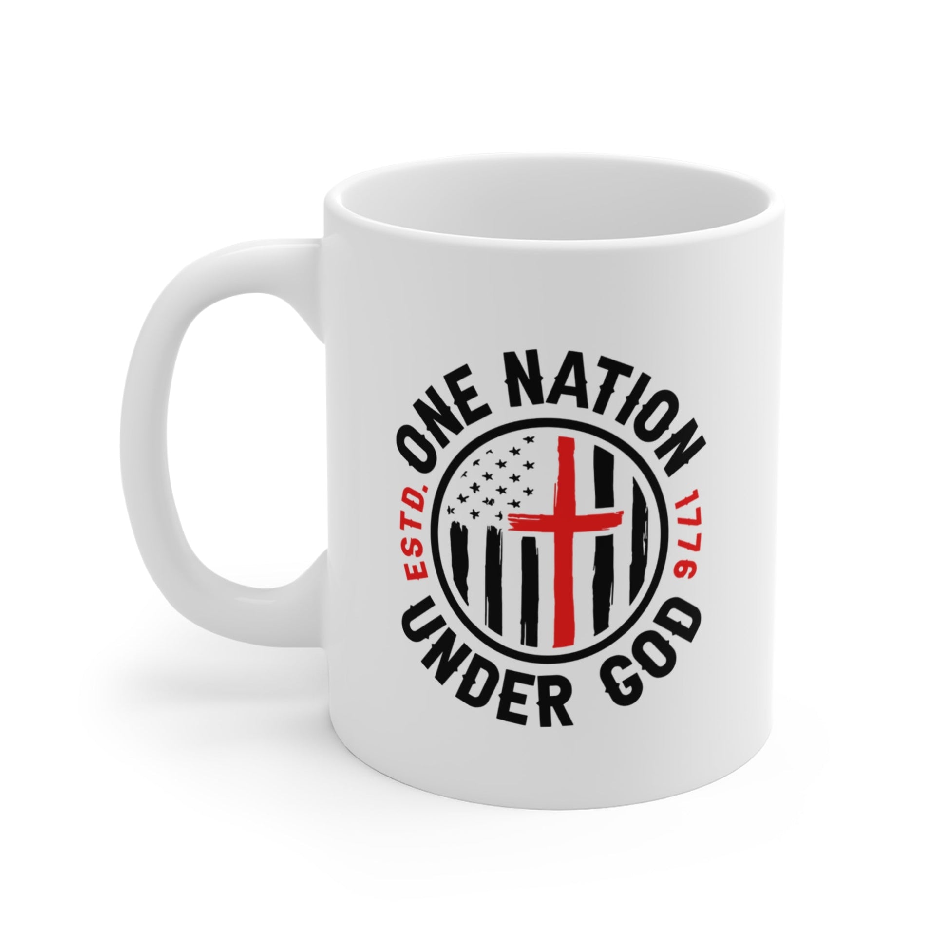 One Nation Under God White Mug (11oz, 15oz) – Christian Faith & American Flag Design, Patriotic Mug - Premium Mug from Old Glory 1776 Apparel - Just $19.99! Shop now at Old Glory 1776 Apparel