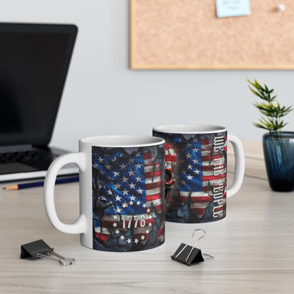 We The People Skull and Flag Patriotic Mug - (11oz-15oz) American Pride, Independence Day Gift, 4th of July Decor, Veteran's Day, Political - Premium Mug from Old Glory 1776 Apparel - Just $19.99! Shop now at Old Glory 1776 Apparel