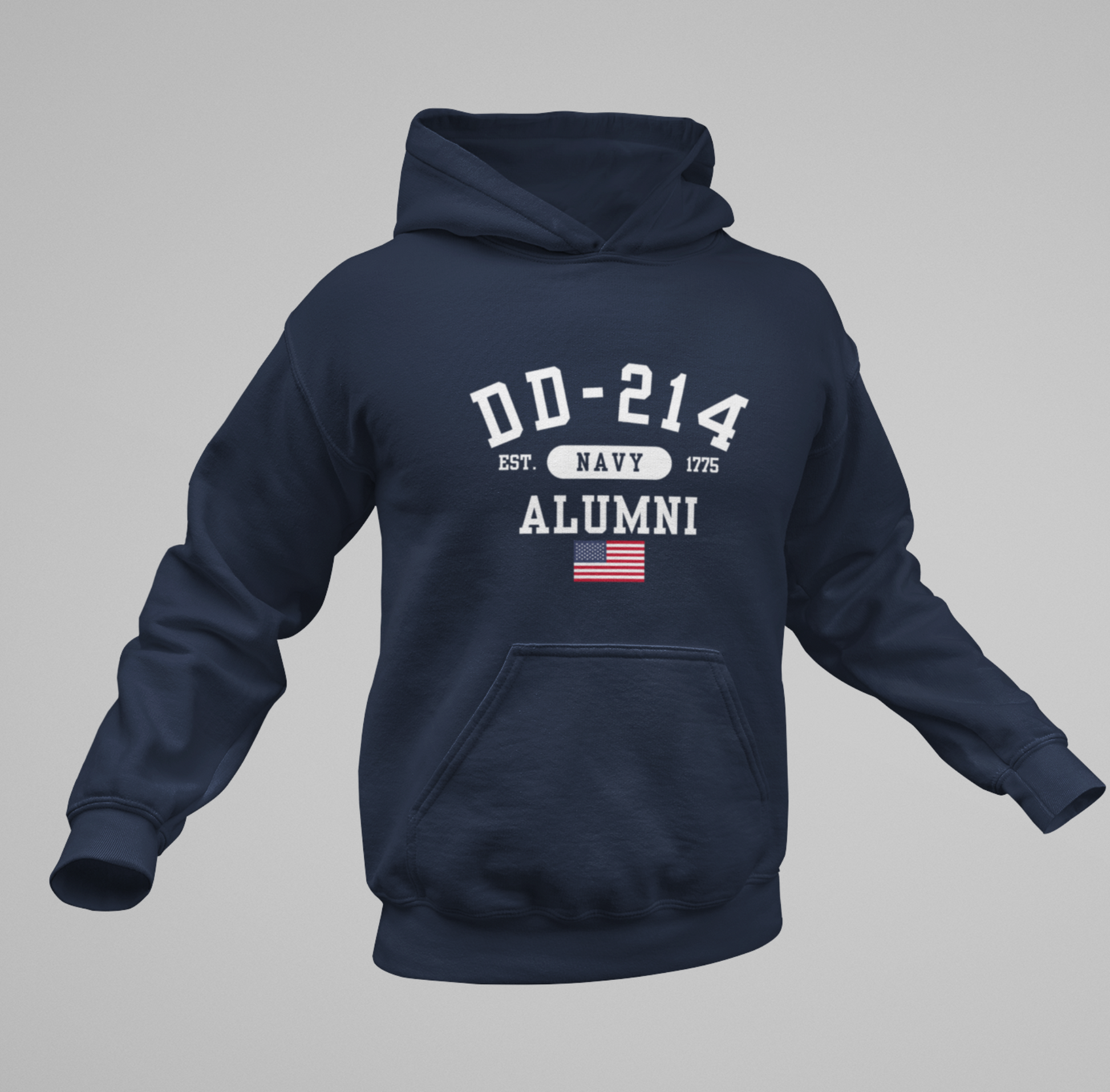 DD-214 U S Navy Veteran Gildan Hoodie, Patriotic Military Sweatshirt, Proud Retired Navy Apparel, Veteran Reunion Gift, US Navy Pride - Premium Hoodie from Printify - Just $39.99! Shop now at Old Glory 1776 Apparel