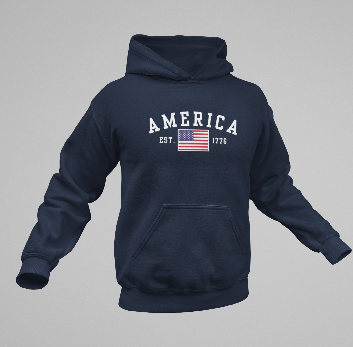 America Est 1776 Unisex Hoodie, Patriotic Sweatshirt, USA Pride Hooded Sweatshirt, Independence Day Gift, American Pride - Premium Hoodie from Printify - Just $39.99! Shop now at Old Glory 1776 Apparel