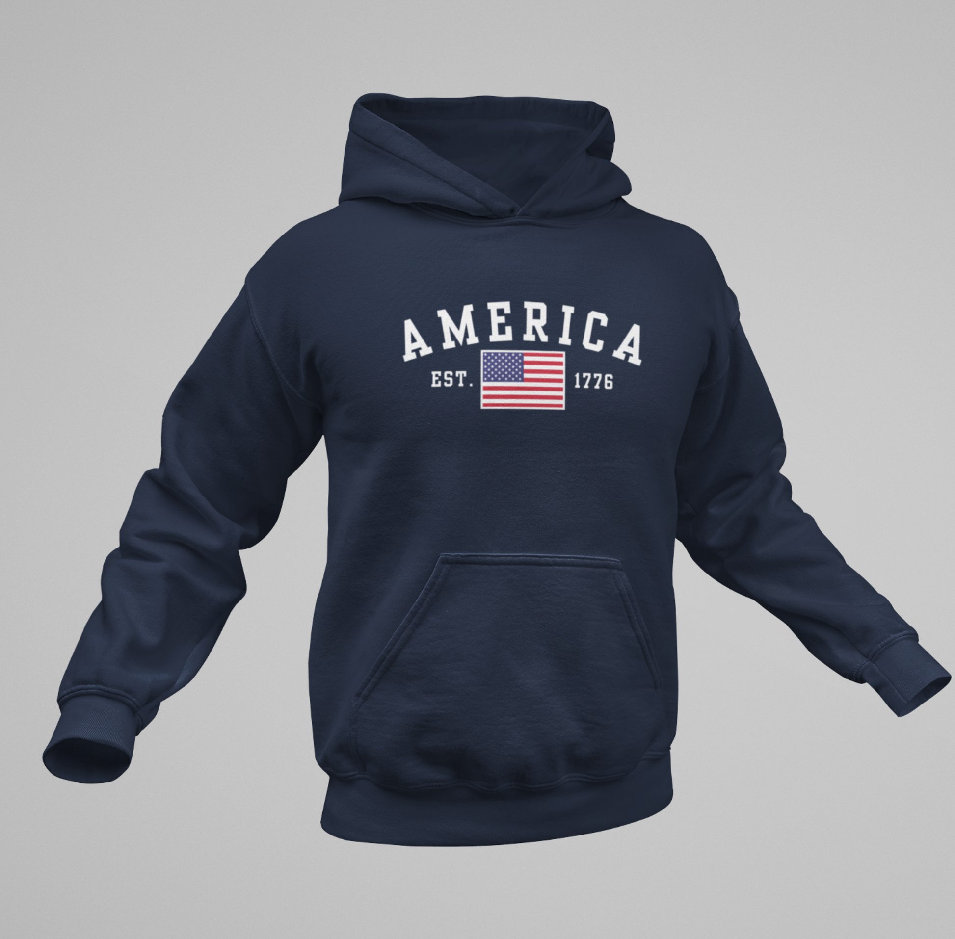 America Est 1776 Unisex Hoodie, Patriotic Sweatshirt, USA Pride Hooded Sweatshirt, Independence Day Gift, American Pride - Premium Hoodie from Printify - Just $39.99! Shop now at Old Glory 1776 Apparel