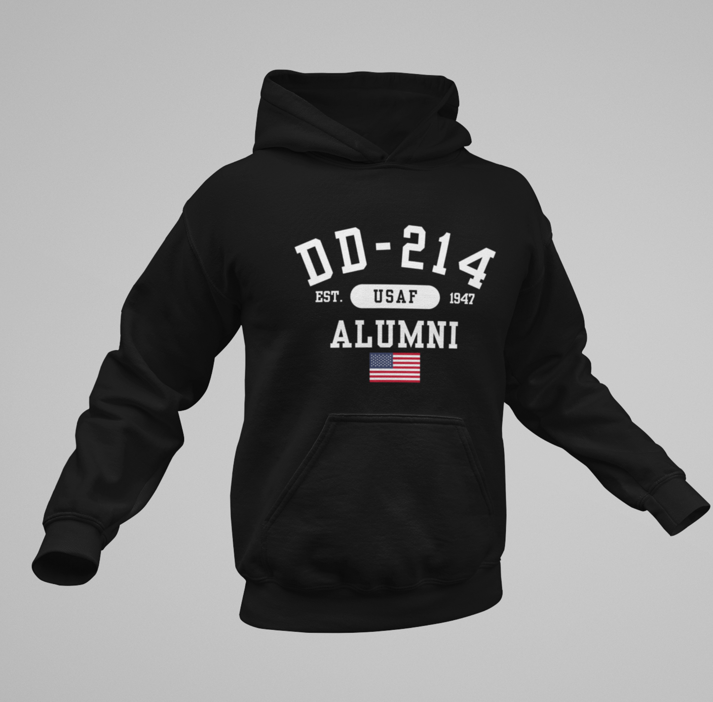 DD-214 Alumni - U.S. Air Force - Unisex Hoodie, Military Veteran Gift, Patriotic Sweatshirt, Veteran Apparel, Air Force Retirement - Premium Hoodie from Old Glory 1776 Apparel - Just $39.99! Shop now at Old Glory 1776 Apparel