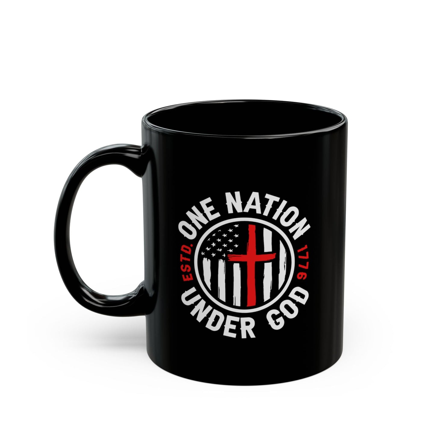 One Nation Under God Black Mug (11oz, 15oz) – Christian Faith & American Flag Design, Patriotic Mug - Premium Mug from Old Glory 1776 Apparel - Just $19.99! Shop now at Old Glory 1776 Apparel