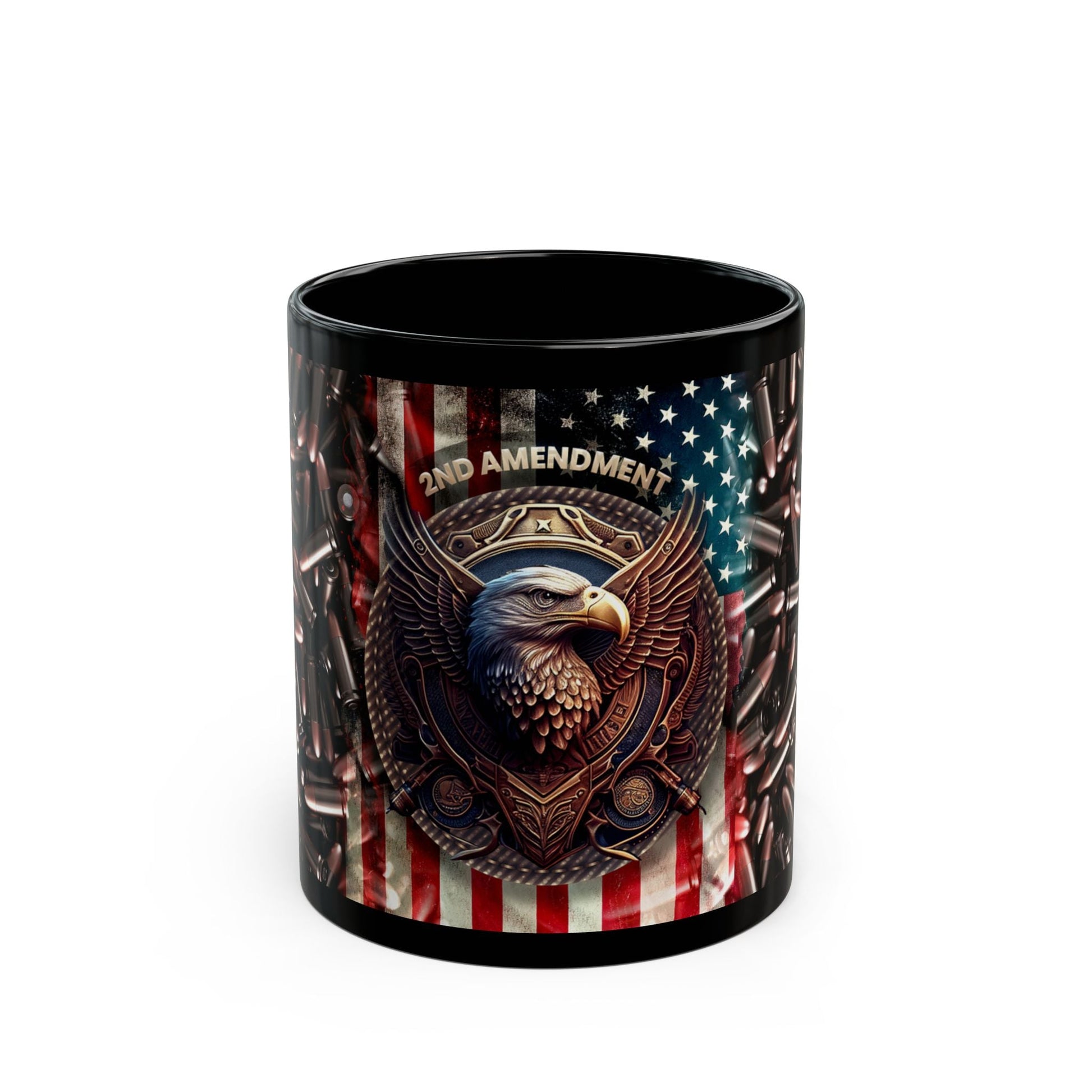 2nd Amendment W/ Ammo Background Black Mug (11oz, 15oz) - Premium Mug from Old Glory 1776 Apparel - Just $19.99! Shop now at Old Glory 1776 Apparel