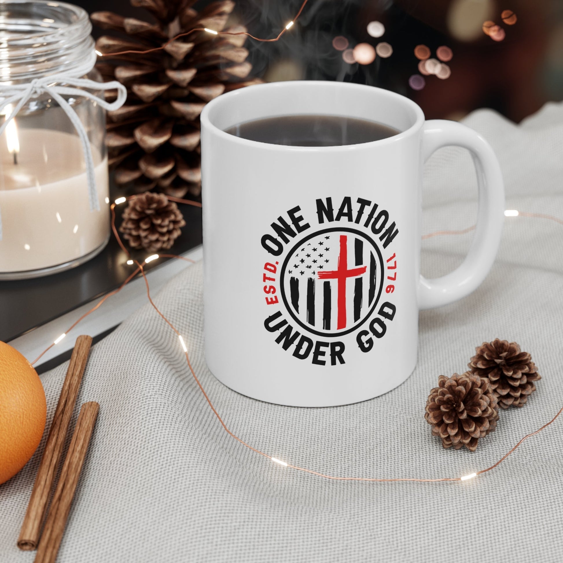 One Nation Under God White Mug (11oz, 15oz) – Christian Faith & American Flag Design, Patriotic Mug - Premium Mug from Old Glory 1776 Apparel - Just $19.99! Shop now at Old Glory 1776 Apparel