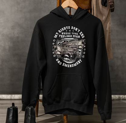 My Rights Don't End Where Your Feelings Begin, Patriotic Unisex Hoodie, Liberty and Freedom Sweatshirt, 2nd Amendment Rights, - Premium Hoodie from Printify - Just $39.99! Shop now at Old Glory 1776 Apparel