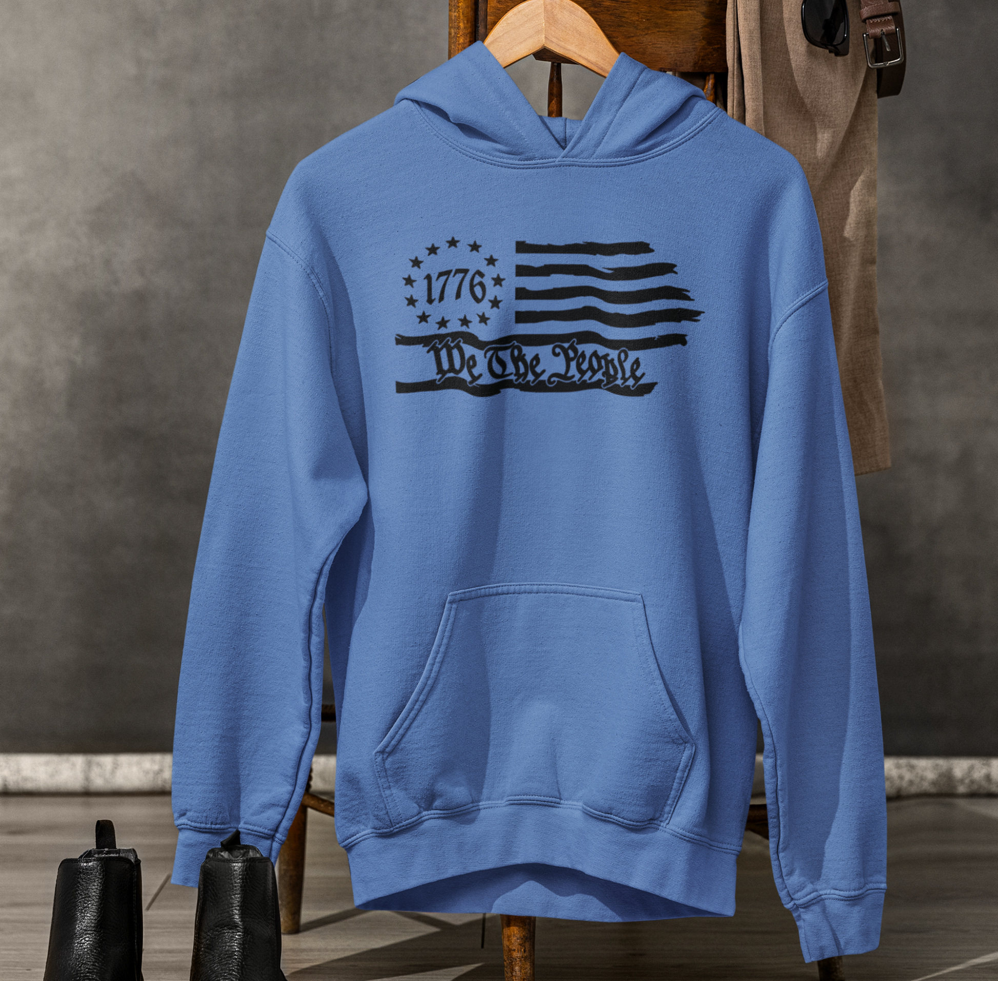 We The People 1776 Flag Patriotic Unisex Hoodie, Freedom & Liberty Sweatshirt, American Flag Hooded Sweatshirt, - Premium Hoodie from Old Glory 1776 Apparel - Just $39.99! Shop now at Old Glory 1776 Apparel