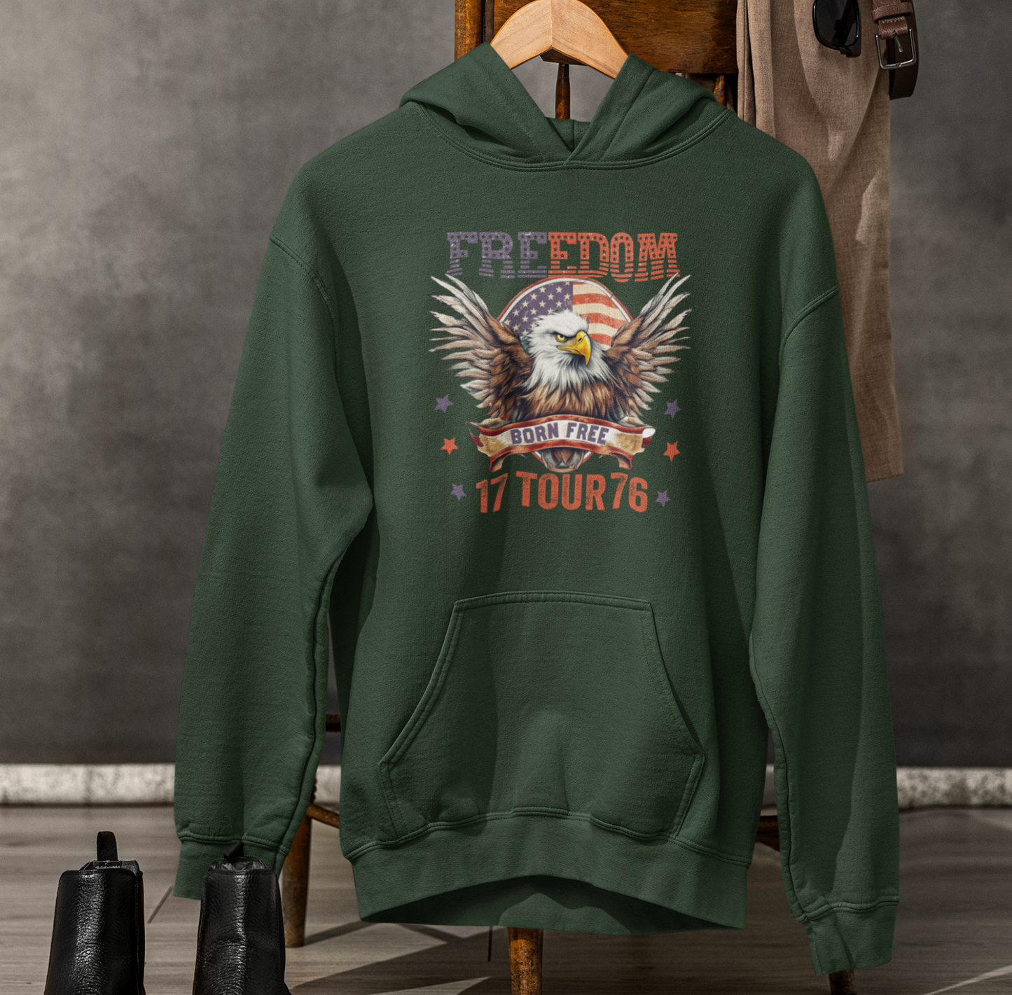 Freedom Tour 1776 Patriotic Unisex Hoodie, USA Flag, American Pride, Independence Day Apparel - Premium Hoodie from Printify - Just $39.99! Shop now at Old Glory 1776 Apparel