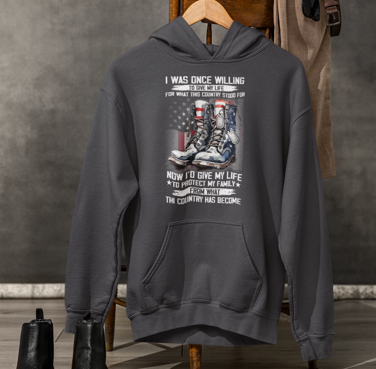 I was once willing to give my life, Unisex Hoodie, Proud Military Veteran, Army Gift for Him, Navy Wife Gift - Premium Hoodie from Old Glory 1776 Apparel - Just $39.99! Shop now at Old Glory 1776 Apparel