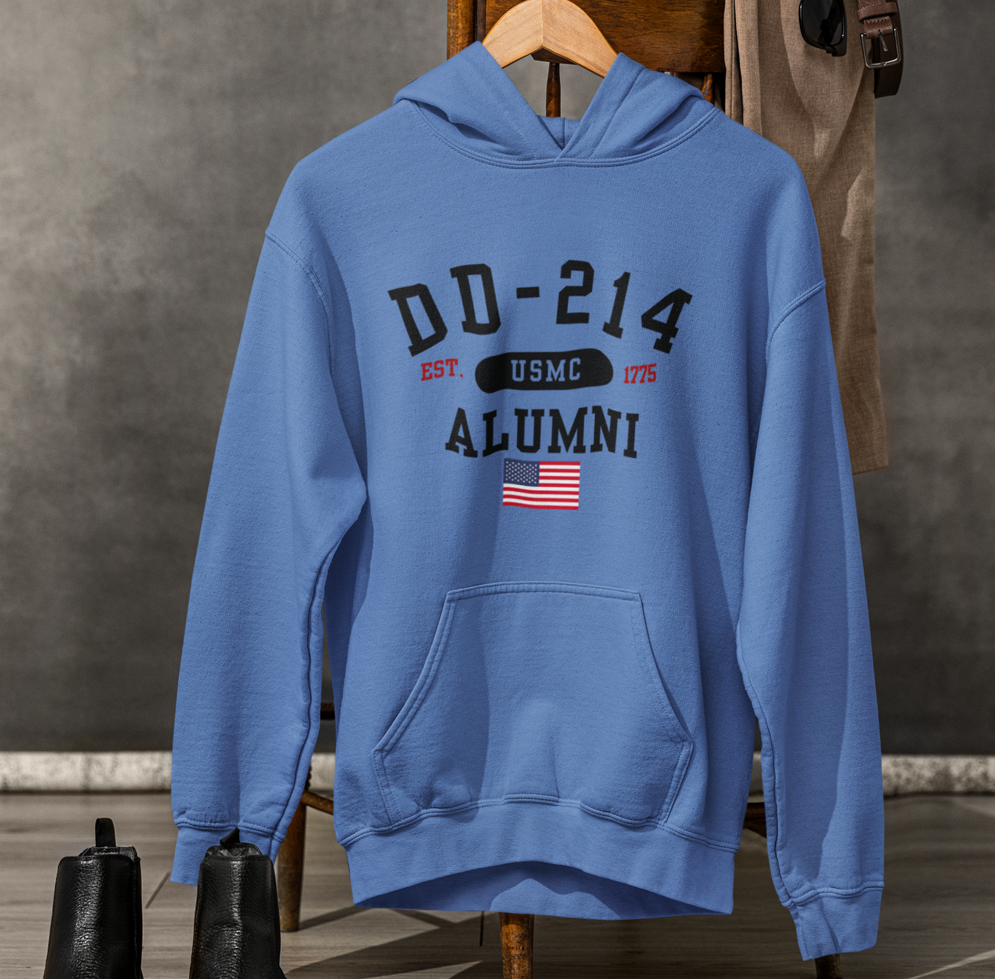 DD-214 Alumni - U.S. Marines - Unisex Hoodie, Military Veteran Gift, Patriotic Sweatshirt, Veteran Apparel, Marine Retirement - Premium Hoodie from Old Glory 1776 Apparel - Just $39.99! Shop now at Old Glory 1776 Apparel