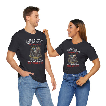 The first amendment defines us the second defends us Men's/Unisex T-Shirt - Premium T-Shirt from Printify - Just $26.99! Shop now at Old Glory 1776 Apparel