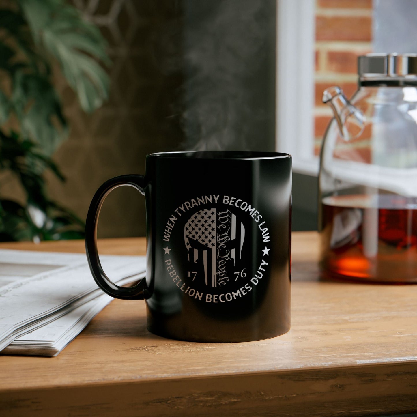 When Tyranny Becomes Law, Rebellion Becomes Duty" Black Ceramic Mug – 11oz & 15oz, Patriotic Ceramic Coffee Mug - Premium Mug from Old Glory 1776 Apparel - Just $19.99! Shop now at Old Glory 1776 Apparel