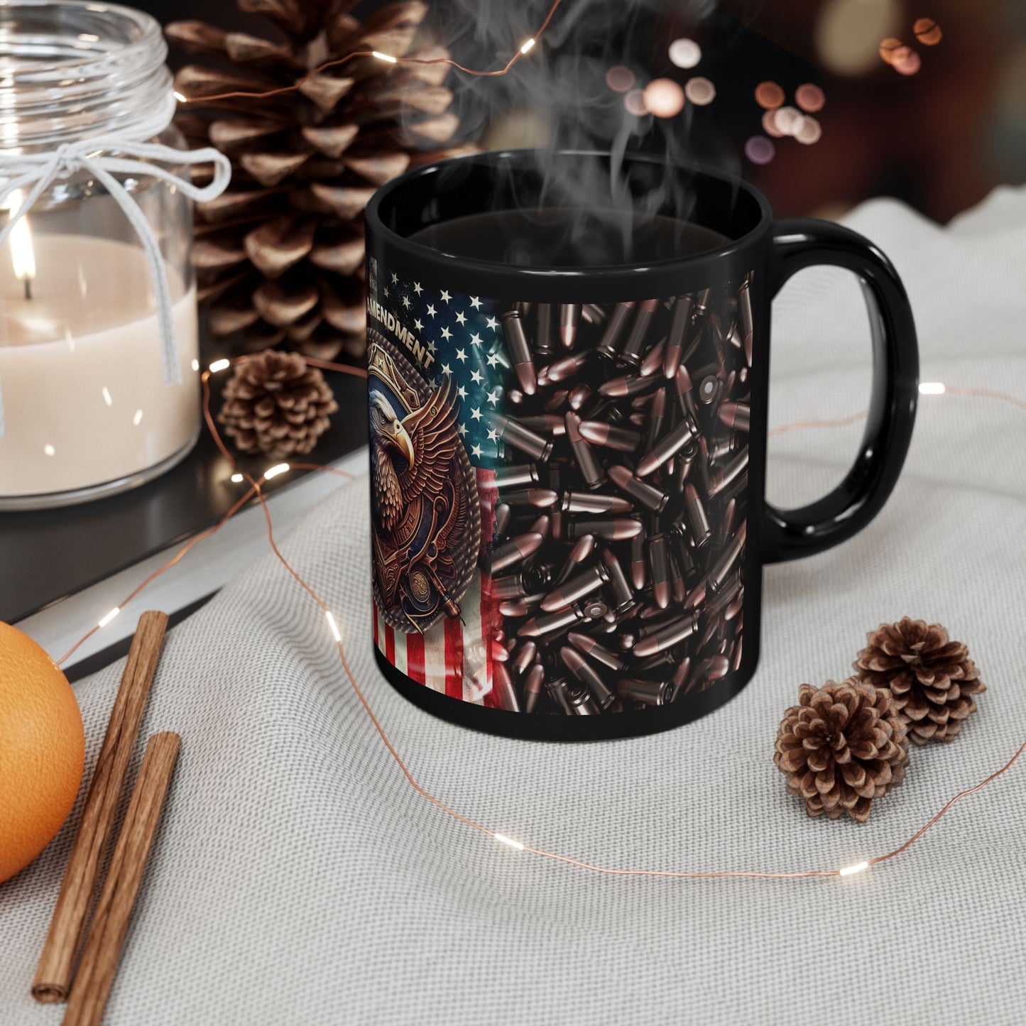 2nd Amendment W/ Ammo Background Black Mug (11oz, 15oz) - Premium Mug from Old Glory 1776 Apparel - Just $19.99! Shop now at Old Glory 1776 Apparel