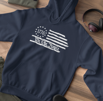 We The People 1776 Flag Patriotic Unisex Hoodie, Freedom & Liberty Sweatshirt, American Flag Hooded Sweatshirt, - Premium Hoodie from Printify - Just $39.99! Shop now at Old Glory 1776 Apparel