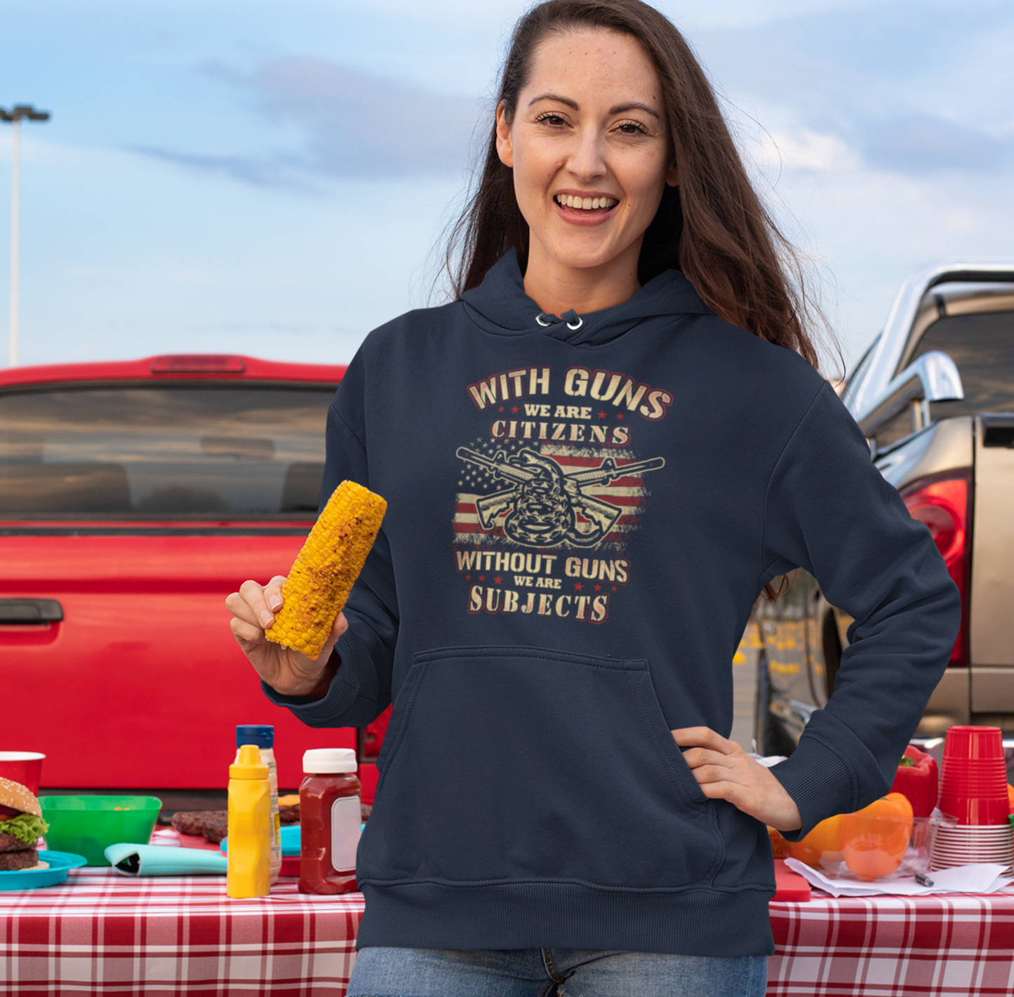 With Guns We Are Citizens, Without Guns We Are Subjects, Unisex Hoodie, 2nd Amendment Supporter, Patriotic Apparel - Premium Hoodie from Printify - Just $39.99! Shop now at Old Glory 1776 Apparel