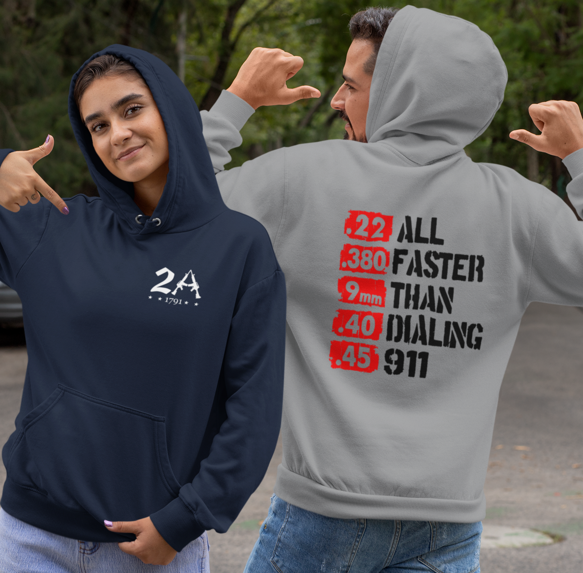 All Faster Than Dialing 911 Unisex Hoodie, Gun Rights Gift, 2nd Amendment Sweatshirt, Pro Gun Apparel - Premium Hoodie from Printify - Just $47.99! Shop now at Old Glory 1776 Apparel