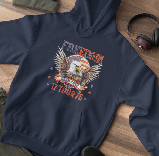 Freedom Tour 1776 Patriotic Unisex Hoodie, USA Flag, American Pride, Independence Day Apparel - Premium Hoodie from Printify - Just $39.99! Shop now at Old Glory 1776 Apparel