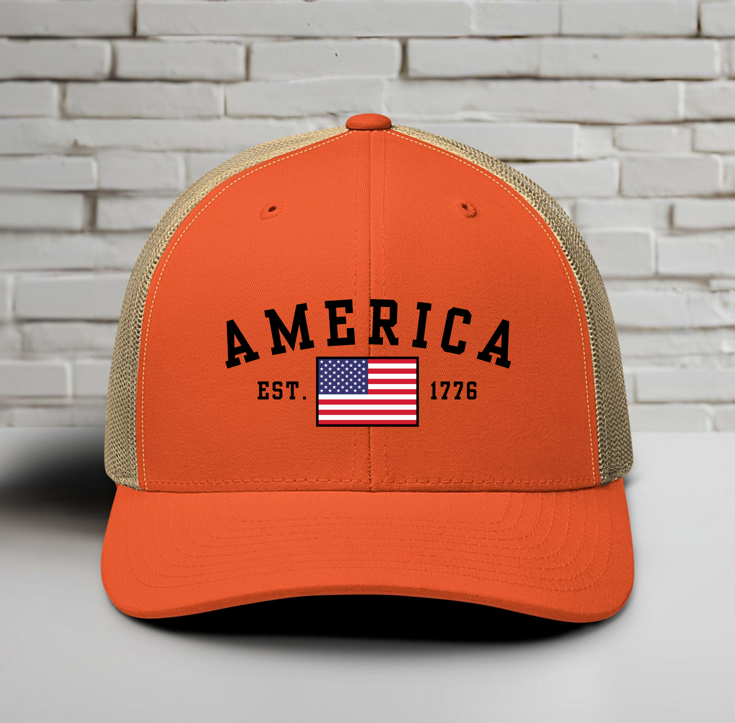 America Est. 1776 Trucker Hat – Patriotic Cap for Proud Americans - Premium Trucker Cap from Old Glory 1776 Apparel - Just $29.99! Shop now at Old Glory 1776 Apparel