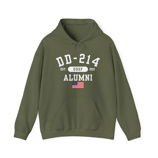 DD-214 Alumni - U.S. Space Force - Unisex Hoodie, Military Veteran Gift, Patriotic Sweatshirt, Veteran Apparel, Military Retirement - Premium Hoodie from Old Glory 1776 Apparel - Just $39.99! Shop now at Old Glory 1776 Apparel