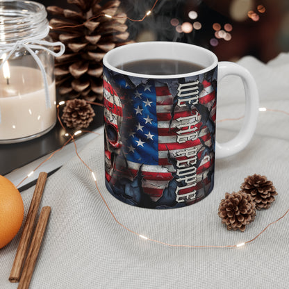 We The People Skull and Flag Patriotic Mug - (11oz-15oz) American Pride, Independence Day Gift, 4th of July Decor, Veteran's Day, Political - Premium Mug from Old Glory 1776 Apparel - Just $19.99! Shop now at Old Glory 1776 Apparel