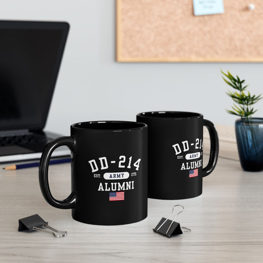 DD-214 Alumni (U.S. Army) Black Mug - 11oz-15oz, Military Retirement Gift, Patriotic Mug - Premium Mug from Old Glory 1776 Apparel - Just $19.99! Shop now at Old Glory 1776 Apparel