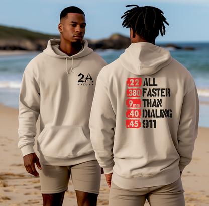 All Faster Than Dialing 911 Unisex Hoodie, Gun Rights Gift, 2nd Amendment Sweatshirt, Pro Gun Apparel - Premium Hoodie from Printify - Just $47.99! Shop now at Old Glory 1776 Apparel