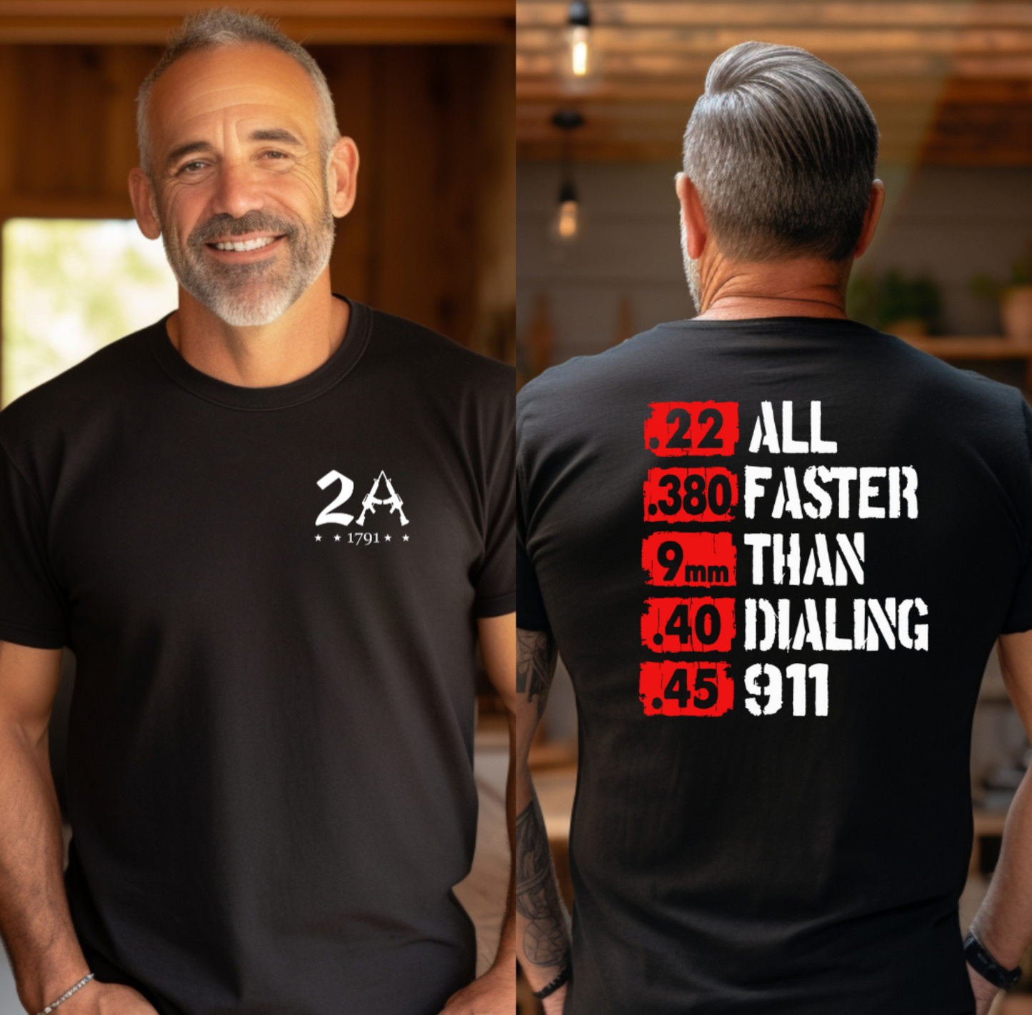 All Faster Than Dialing 911 Patriotic Unisex T-Shirt, 2nd Amendment Unisex Tee, , Premium Shirt, American Patriot Gift, - Premium T-Shirt from Printify - Just $28.99! Shop now at Old Glory 1776 Apparel