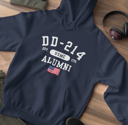 DD-214 Alumni - U.S. Marines - Unisex Hoodie, Military Veteran Gift, Patriotic Sweatshirt, Veteran Apparel, Marine Retirement - Premium Hoodie from Old Glory 1776 Apparel - Just $39.99! Shop now at Old Glory 1776 Apparel