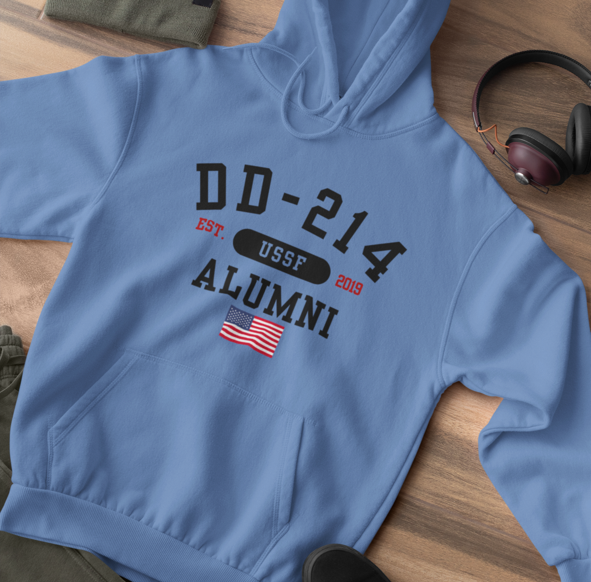 DD-214 Alumni - U.S. Space Force - Unisex Hoodie, Military Veteran Gift, Patriotic Sweatshirt, Veteran Apparel, Military Retirement - Premium Hoodie from Old Glory 1776 Apparel - Just $39.99! Shop now at Old Glory 1776 Apparel