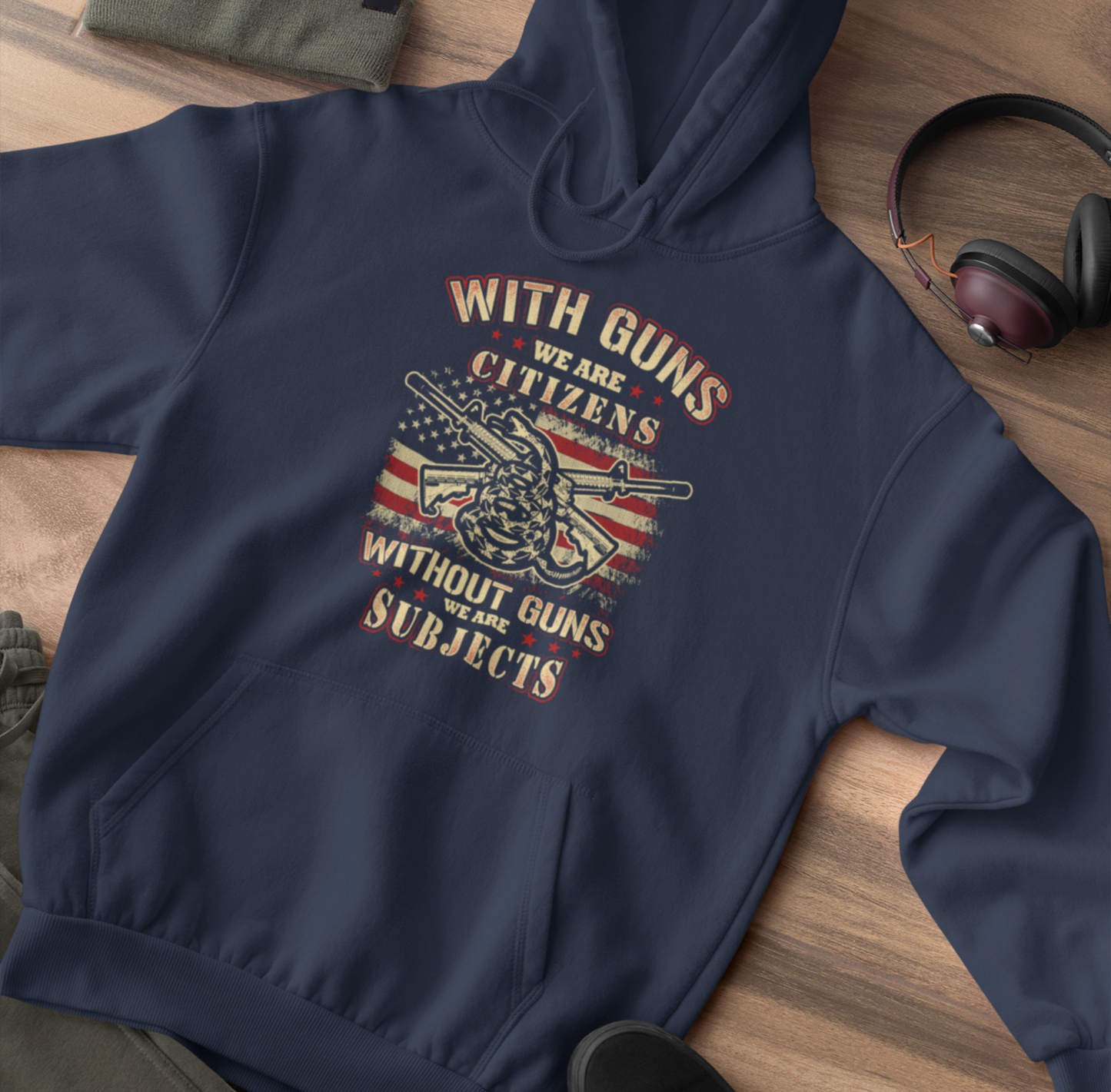 With Guns We Are Citizens, Without Guns We Are Subjects, Unisex Hoodie, 2nd Amendment Supporter, Patriotic Apparel - Premium Hoodie from Printify - Just $39.99! Shop now at Old Glory 1776 Apparel