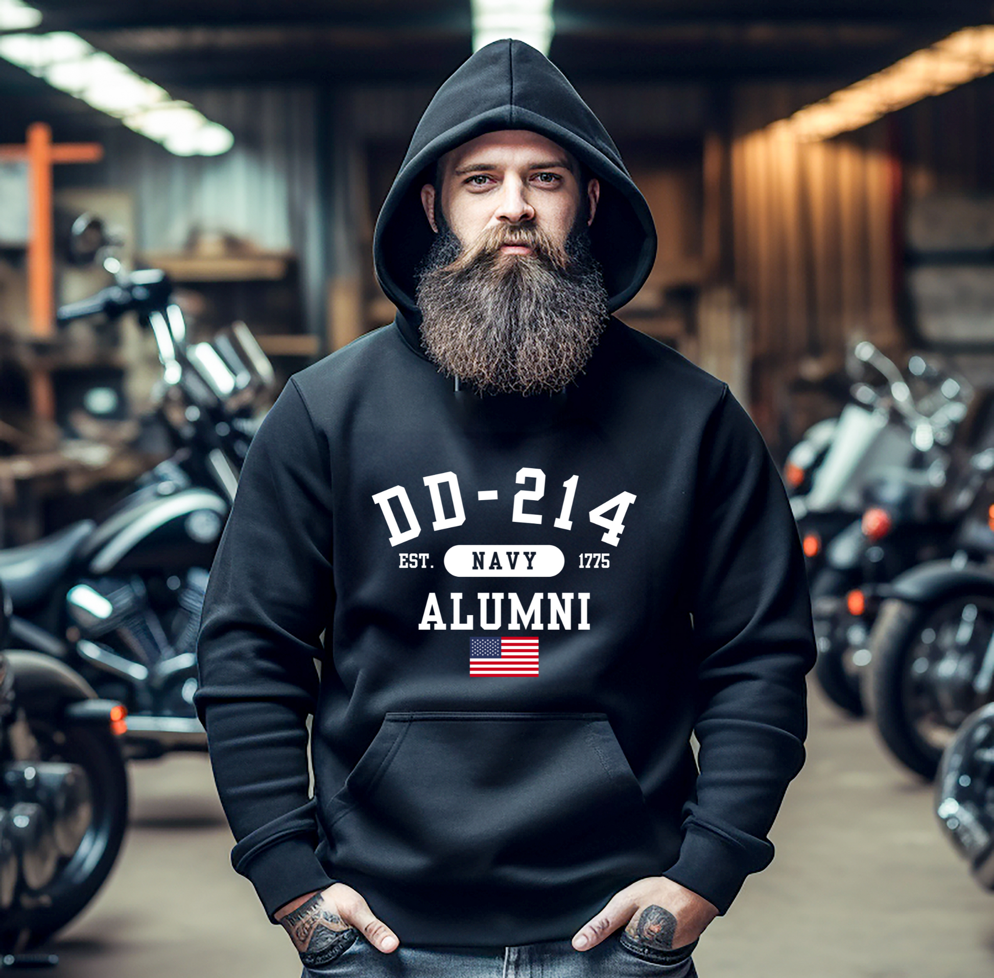 DD-214 Alumni - U.S. Navy - Unisex Hoodie, Military Veteran Gift, Patriotic Sweatshirt, Veteran Apparel, Navy Retirement - Premium Hoodie from Old Glory 1776 Apparel - Just $39.99! Shop now at Old Glory 1776 Apparel