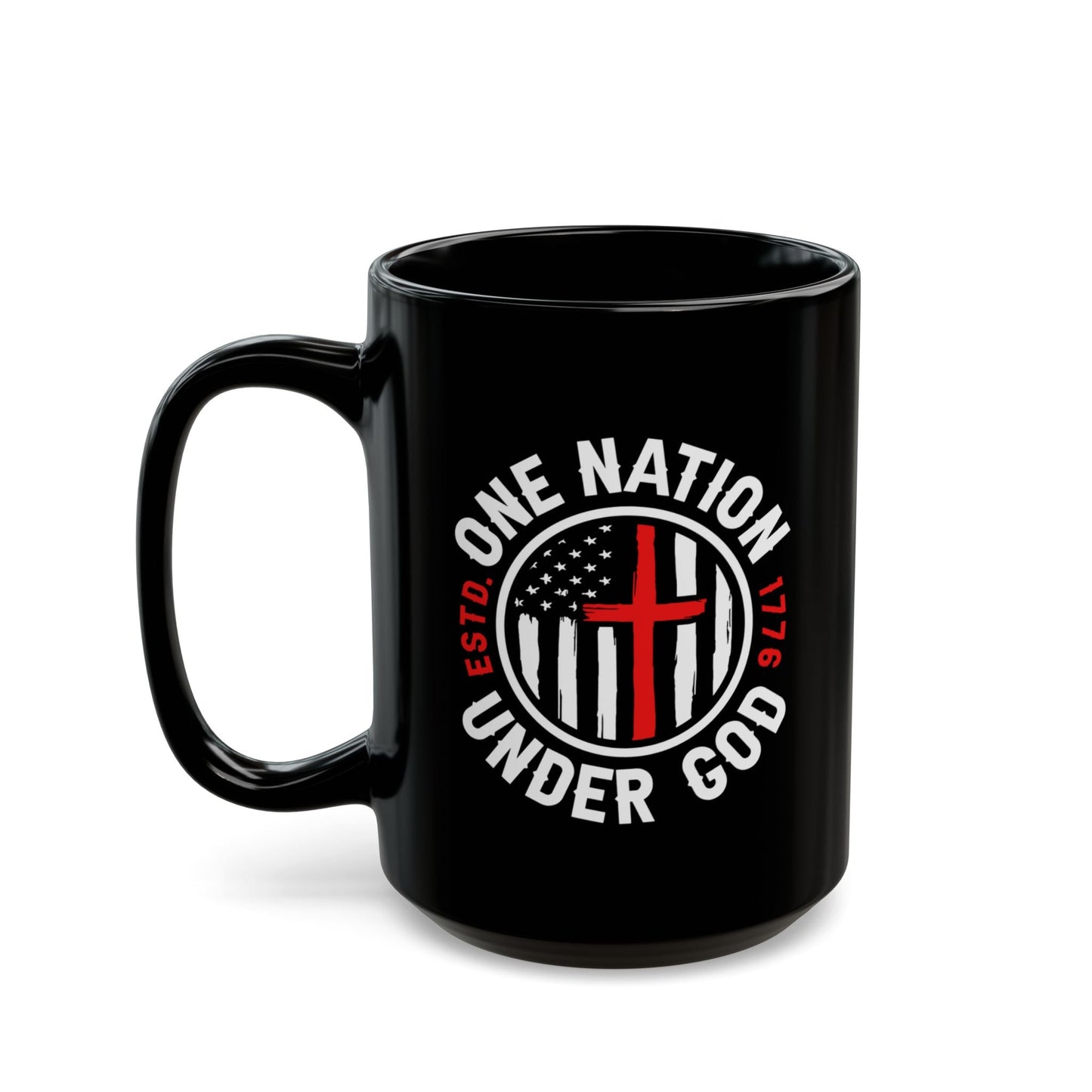 One Nation Under God Black Mug (11oz, 15oz) – Christian Faith & American Flag Design, Patriotic Mug - Premium Mug from Old Glory 1776 Apparel - Just $19.99! Shop now at Old Glory 1776 Apparel