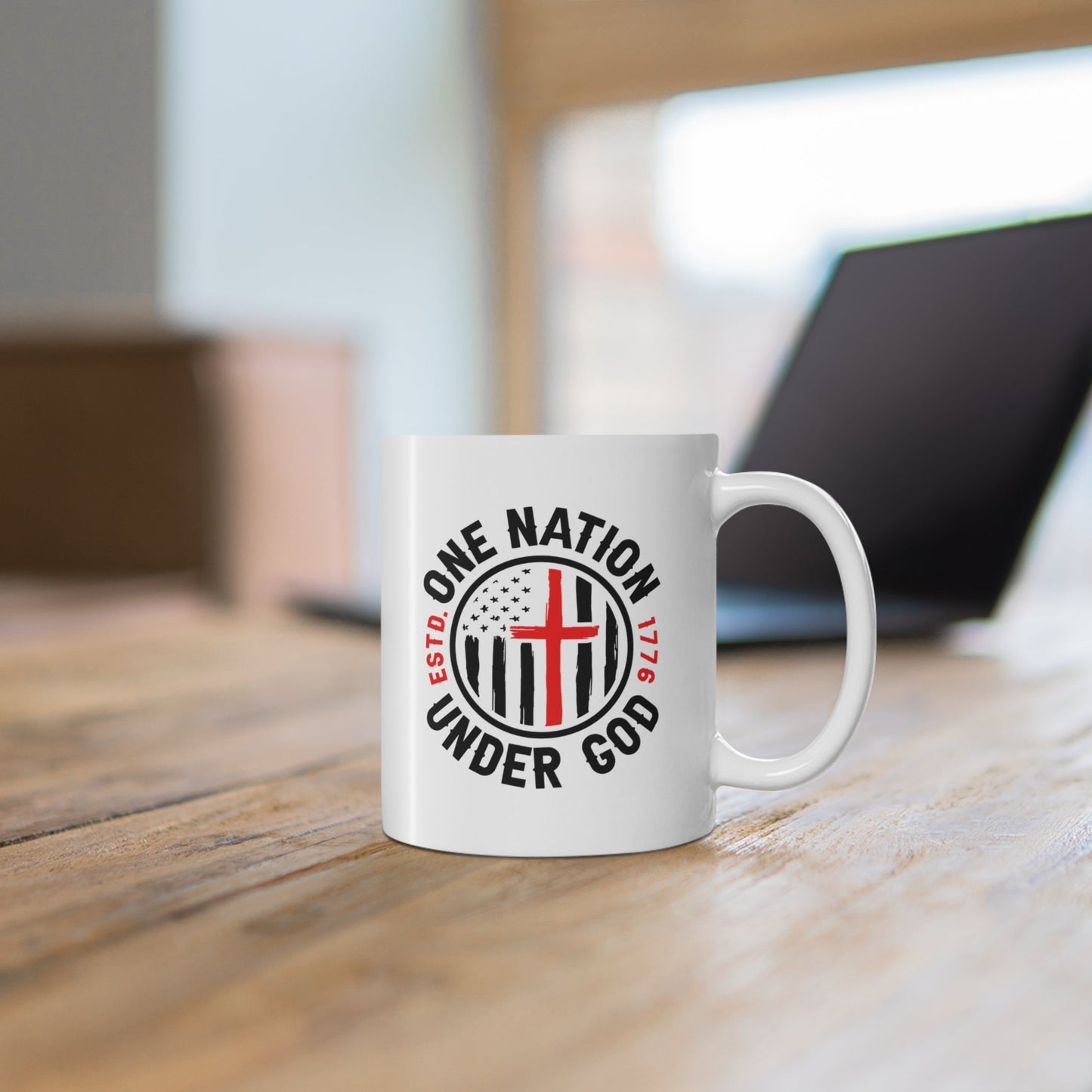 One Nation Under God White Mug (11oz, 15oz) – Christian Faith & American Flag Design, Patriotic Mug - Premium Mug from Old Glory 1776 Apparel - Just $19.99! Shop now at Old Glory 1776 Apparel